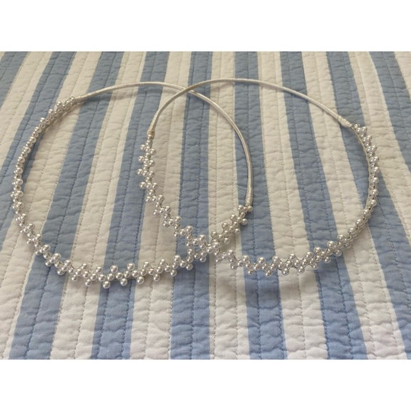 Greek Orthodox Vintage Wedding Stefana‎ 2 White Faux Pearl Bridal Tiara Crowns main image 13